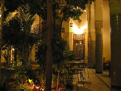 Courtyard of our hotel in Fès, the Riad Louna